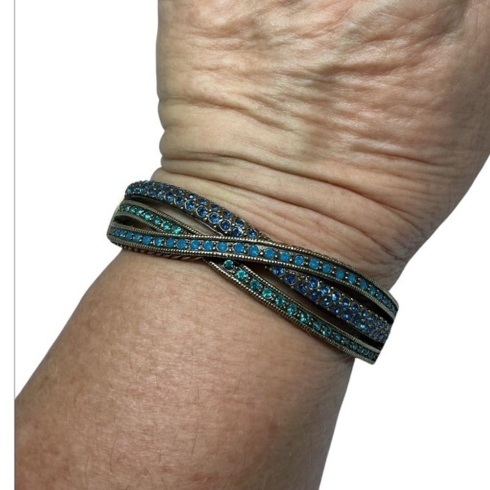 Heidi Daus blue Swarovski crystal crossover bracelet